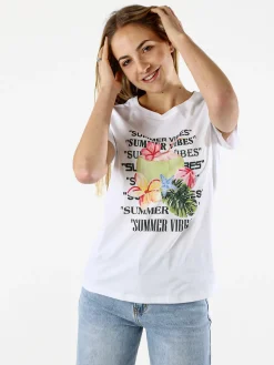 Monte Cervino T-shirt donna in cotone con stampa - bianco
