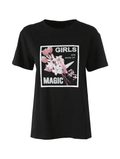 Monte Cervino T-shirt donna in cotone con stampa - nero