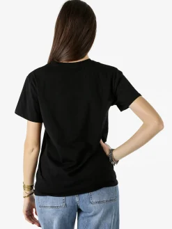 Monte Cervino T-shirt donna in cotone con stampa e strass - nero