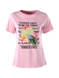 Monte Cervino T-shirt donna in cotone con stampa - rosa