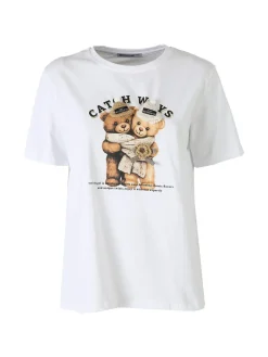 Monte Cervino T-shirt donna orsetto in cotone - bianco