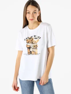 Monte Cervino T-shirt donna orsetto in cotone - bianco