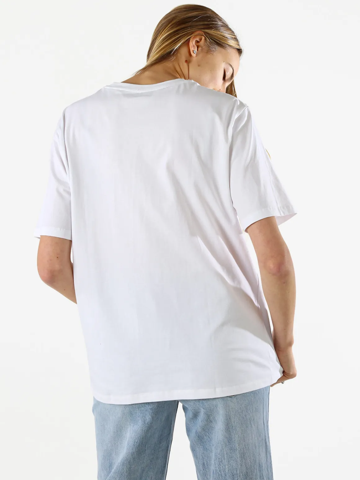Monte Cervino T-shirt donna oversize con ricami colorati - bianco