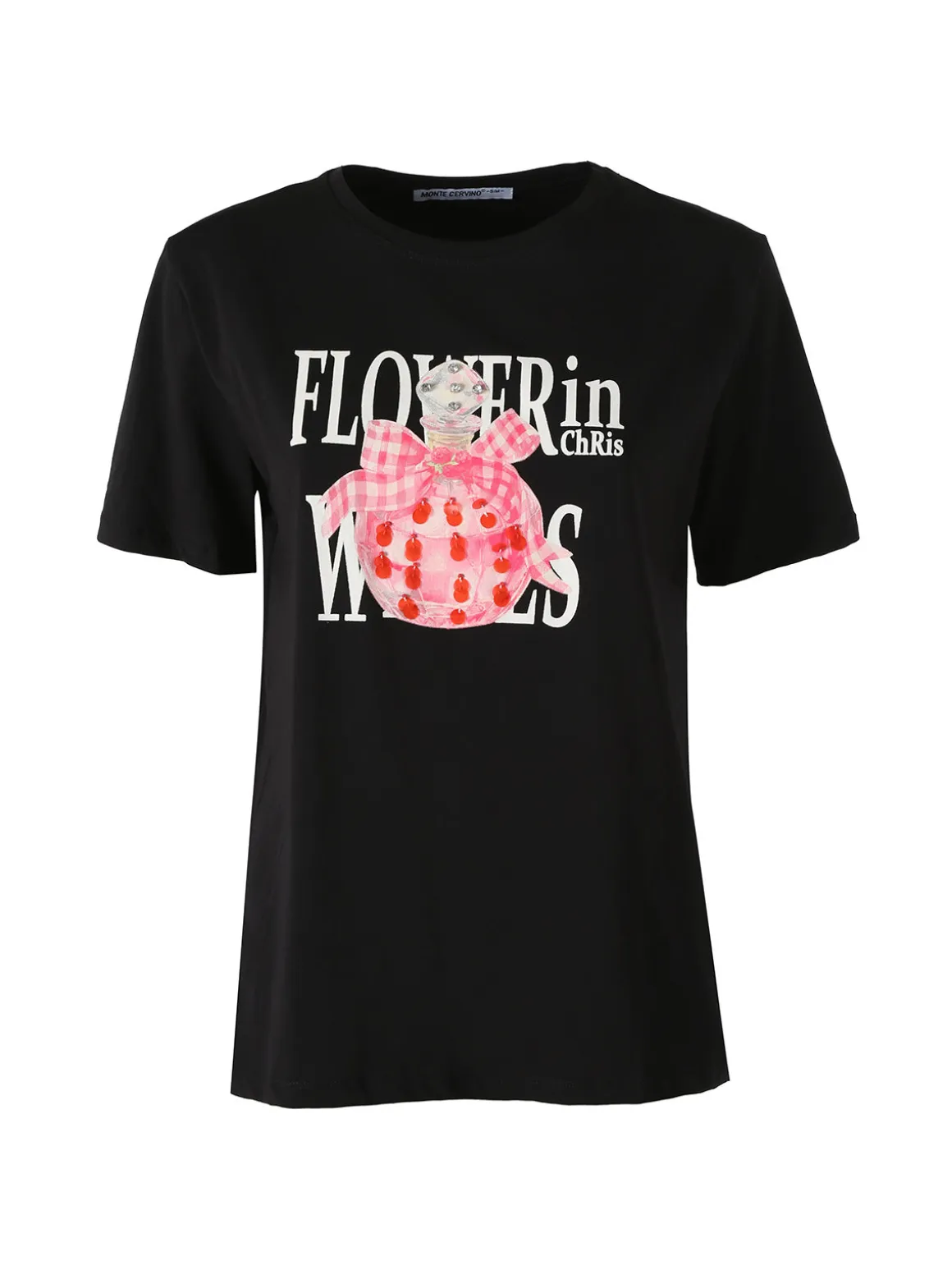 Monte Cervino T-shirt girocollo da donna in cotone con stampe - nero