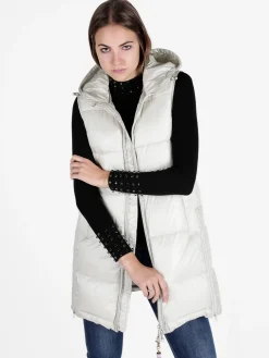 Mont Rose Gilet donna lungo trapuntato con cappuccio