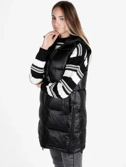 Mont Rose Gilet donna lungo trapuntato con cappuccio