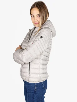 Mont Rose Giubbotto corto da donna con cappuccio e zip - beige