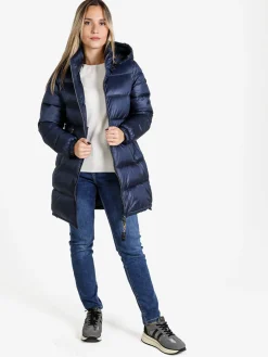 Mont Rose Giubbotto donna imbottito con cappuccio e zip - blu scuro