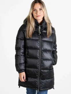 Mont Rose Giubbotto donna imbottito con cappuccio e zip - nero