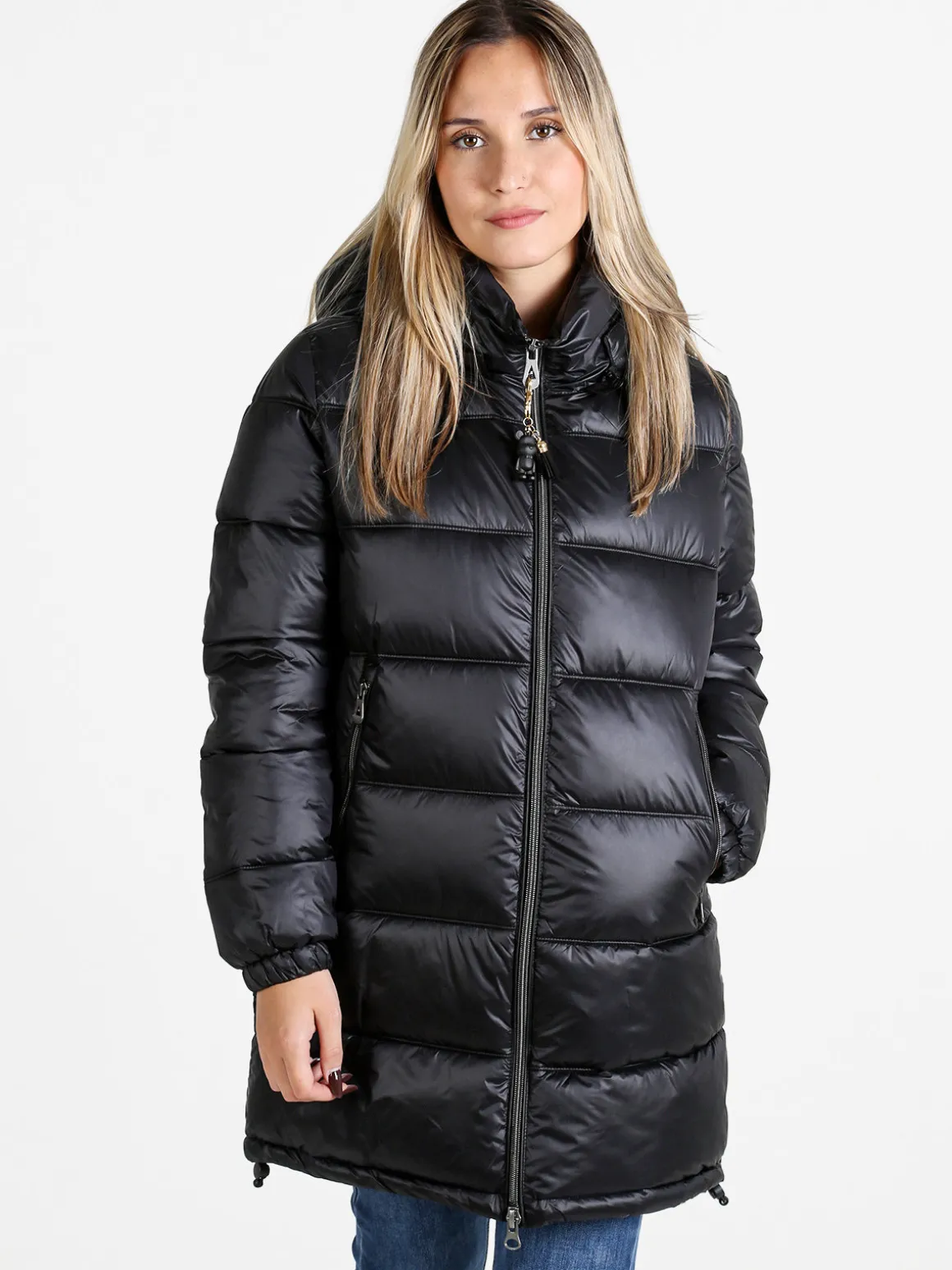 Mont Rose Giubbotto donna imbottito con cappuccio e zip - nero