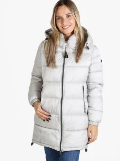 Mont Rose Giubbotto donna imbottito con cappuccio e zip - perla