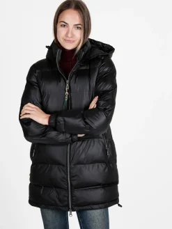 Mont Rose Giubbotto lungo da donna imbottito con cappuccio e zip