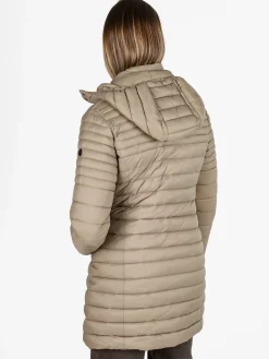 Mont Rose Giubbotto lungo da donna con cappuccio e zip - sabbia
