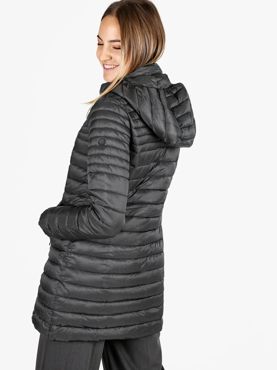 Mont Rose Giubbotto lungo da donna con cappuccio e zip - nero