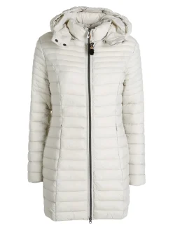 Mont Rose Giubbotto lungo da donna con cappuccio e zip - panna
