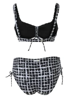 Moorea Beach Bikini donna sfoderato senza ferretto e slip con coulisse laterali - nero