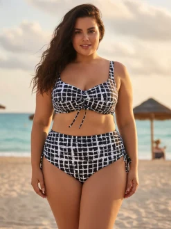 Moorea Beach Bikini donna sfoderato senza ferretto e slip con coulisse laterali - nero