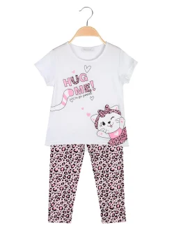 Mouset Completo bambina 2 pezzi con t-shirt e leggings maculati a 3/4