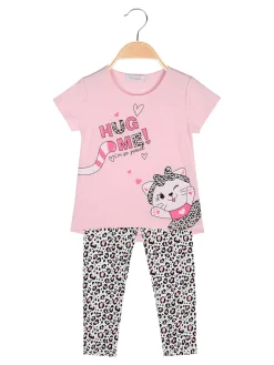 Mouset Completo bambina 2 pezzi con t-shirt e leggings maculati a 3/4