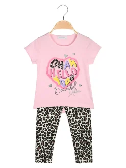 Mouset Completo bambina 2 pezzi con t-shirt e leggings maculati a 3/4