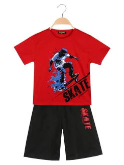 Mouset Completo corto da bambino con t-shirt skate e bermuda