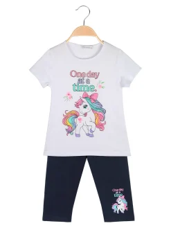 Mouset Completo da bambina con t-shirt e leggings fiorati a 3/4