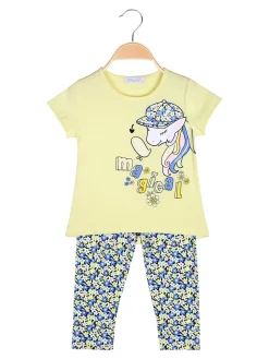 Mouset Completo da bambina con t-shirt e leggings fiorati a 3/4