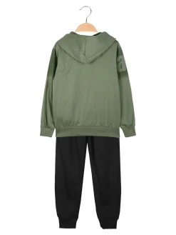 Mouset Completo 3 pezzi da bambino con cappuccio e zip - verde