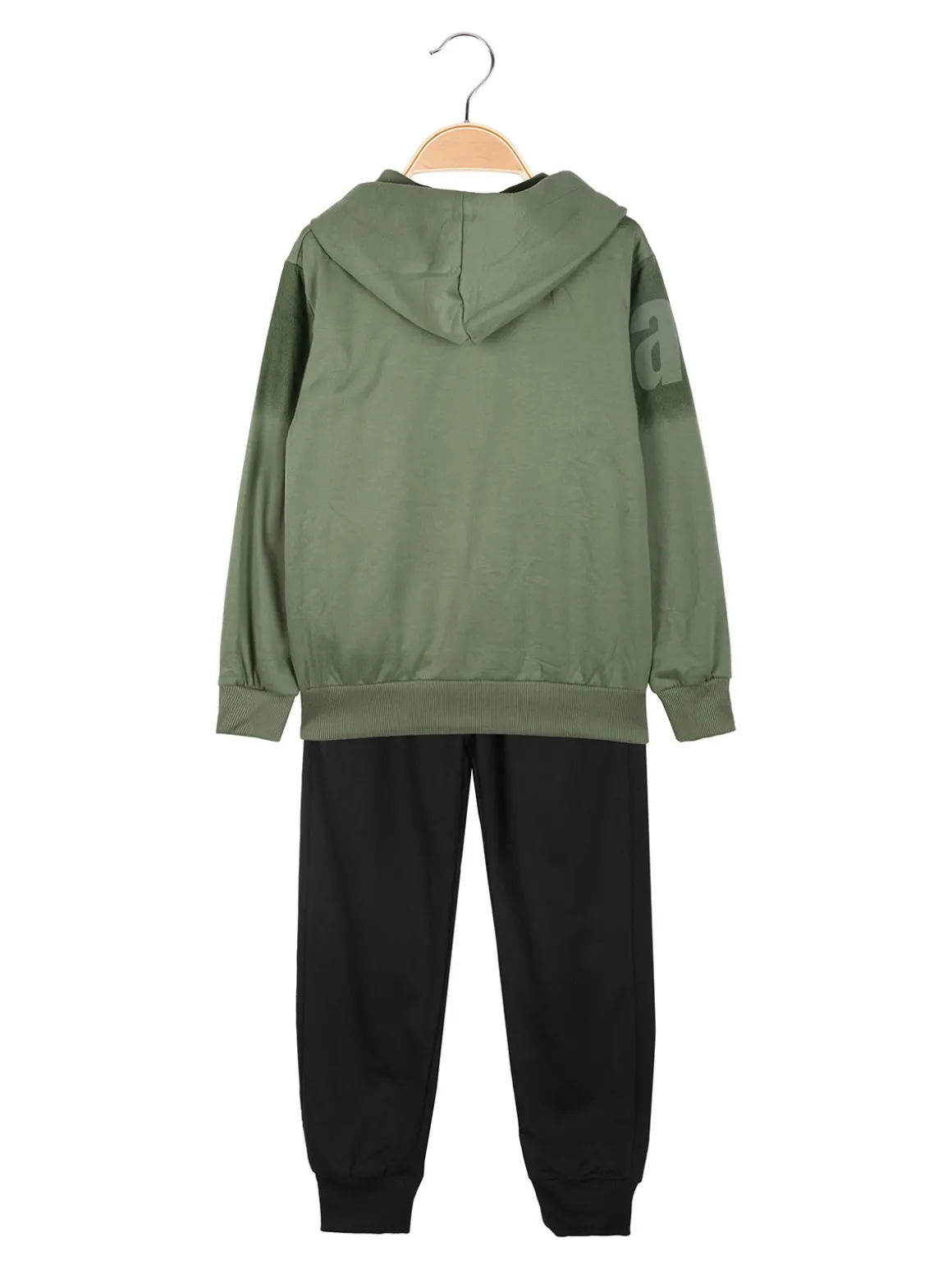 Mouset Completo 3 pezzi da bambino con cappuccio e zip - verde