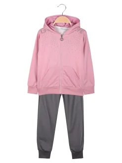 Mouset Completo tuta 3 pezzi da bambina con cappuccio e zip - rosa