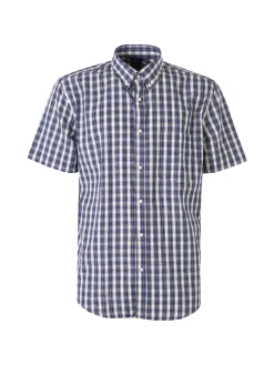 Mrhope Camicia da uomo in cotone a maniche corte con stampa a quadri e taschino - avion