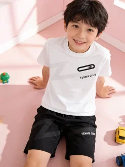 Mr Jek Completo corto da bambino con t-shirt e bermuda - bianco