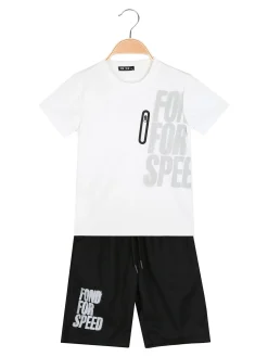 Mr Jek Completo corto da ragazzo con t-shirt e bermuda - bianco