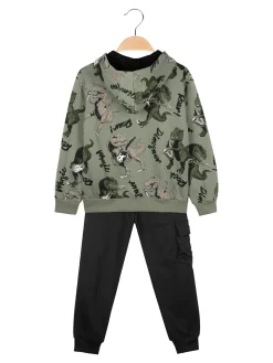 Mr Jek Completo 3 pezzi da bambino con cappuccio e zip - verde