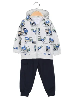 Mr Jek Completo 3 pezzi da neonato con cappuccio e zip - grigio chiaro