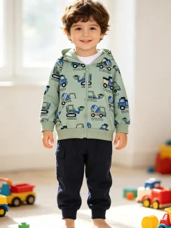 Mr Jek Completo 3 pezzi da neonato con cappuccio e zip - verde chiaro