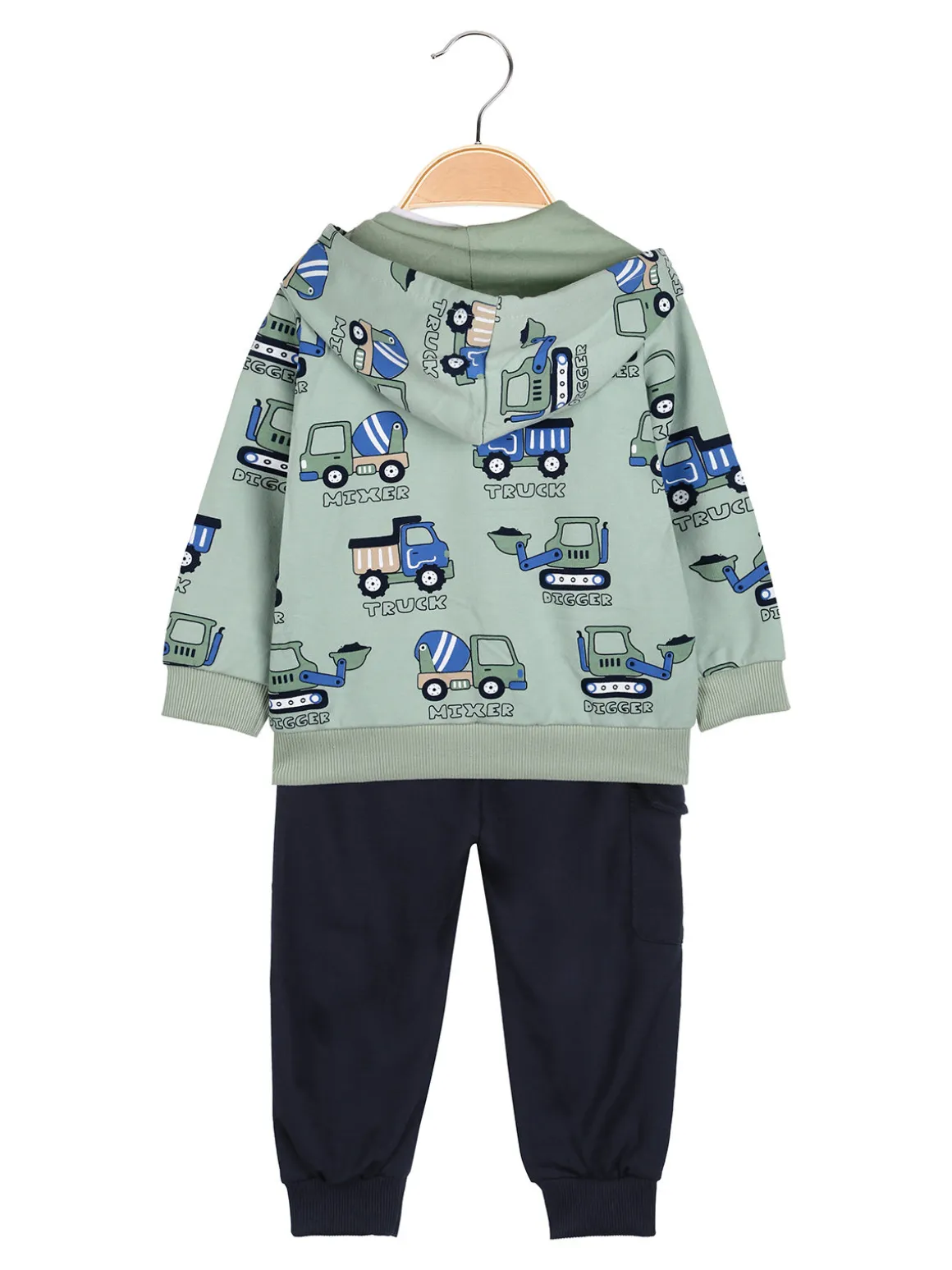 Mr Jek Completo 3 pezzi da neonato con cappuccio e zip - verde chiaro