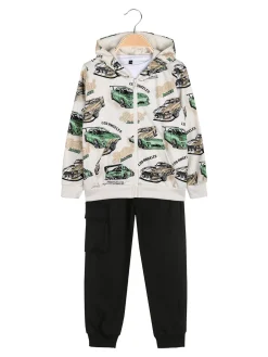 Mr Jek Completo tuta 3 pezzi da bambino con cappuccio e zip - beige