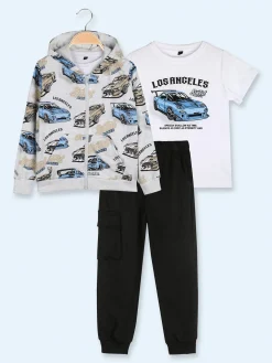 Mr Jek Completo tuta 3 pezzi da bambino con cappuccio e zip - grigio chiaro
