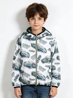 Mr Jek Giubbino 100 grammi da ragazzo reversibile con cappuccio e zip - verde chiaro