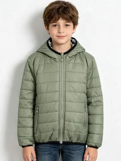 Mr Jek Giubbino 100 grammi da ragazzo reversibile con cappuccio e zip - verde chiaro