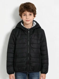Mr Jek Giubbino 100 grammi da ragazzo reversibile con cappuccio e zip - nero