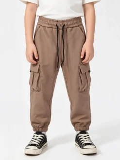 Mr Jek Pantaloni pesanti da bambino con tasconi laterali e coulisse - marrone