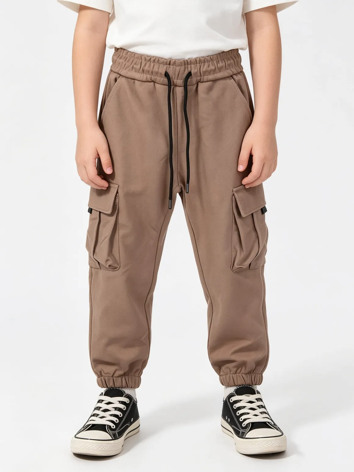 Mr Jek Pantaloni pesanti da bambino con tasconi laterali e coulisse - marrone