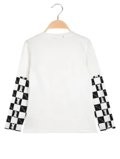 Mr Jek T-shirt da bambino a maniche lunghe stampate - bianco