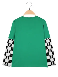 Mr Jek T-shirt da bambino a maniche lunghe stampate - verde