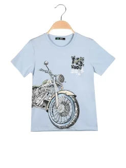 Mr Jek T-shirt da bambino in cotone con stampa - azzurro