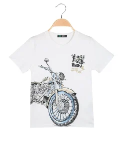 Mr Jek T-shirt da bambino in cotone con stampa - bianco