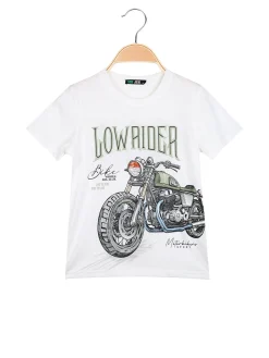 Mr Jek T-shirt da ragazzo in cotone con stampa disegno - bianco