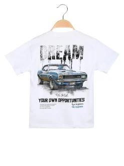 Mr Jek T-shirt da ragazzo in cotone con stampa davanti e dietro - bianco